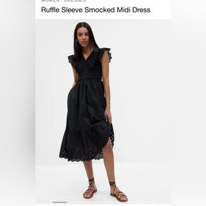 Ruffle Sleeve Smocked Midi Dress - NWT